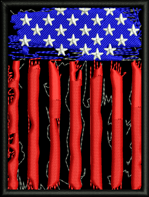 USA Distressed Flag on Black Iron-On Patch
