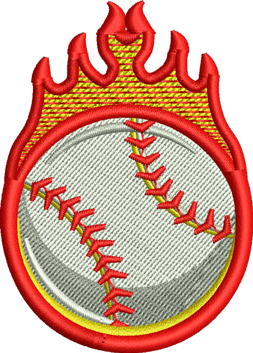 Baseball Flame Iron-On Patch