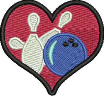 Bowling Heart Iron-On Patch