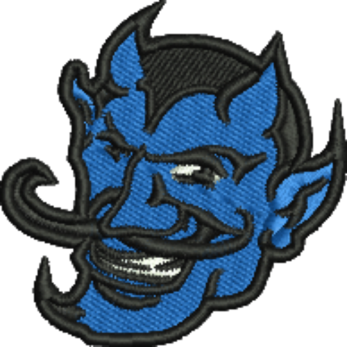 Devil Blue Macot Iron-On Patch