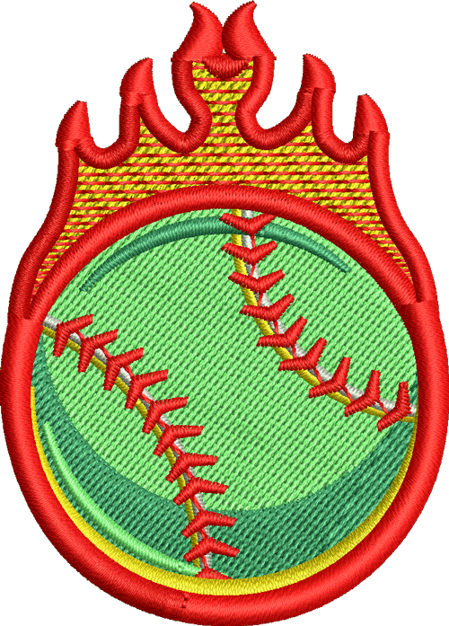 Softball Flame Iron-On Patch