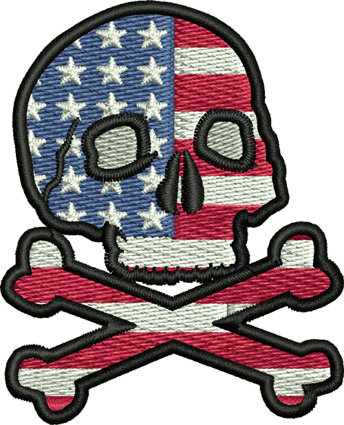 USA Skull and Bones Iron-On Patch