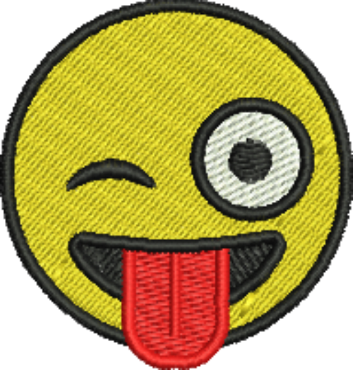 Emoji Stuck Out Tongue and Winking Eye Iron-On Patch
