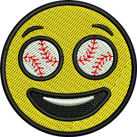 Emoji Baseball Eyes Iron-On Patch