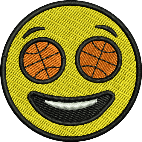 Emoji Basketball Eyes Iron-On Patch