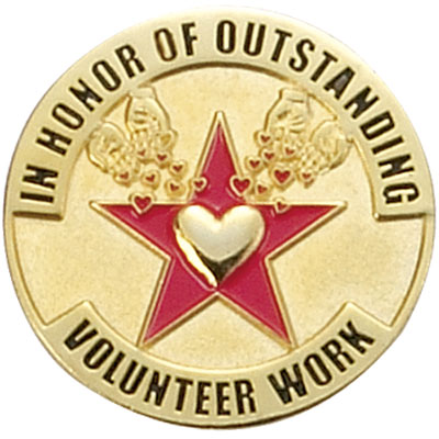 Outstanding Volunteer Enameled Round Pin