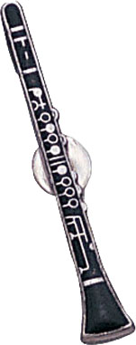Clarinet Silver Enameled Pin