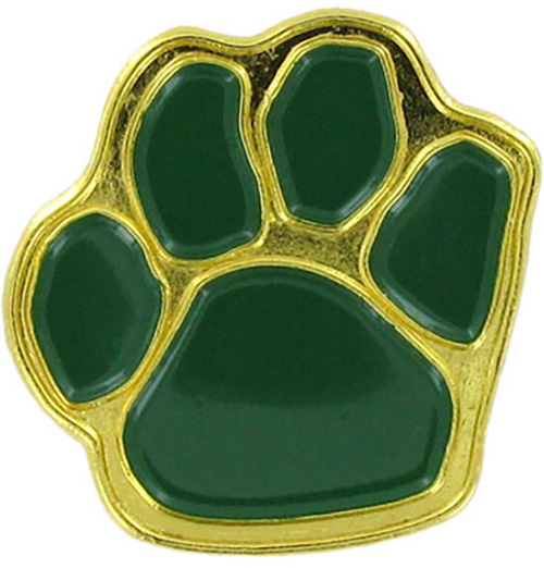 Green Enameled Paw Print Pin