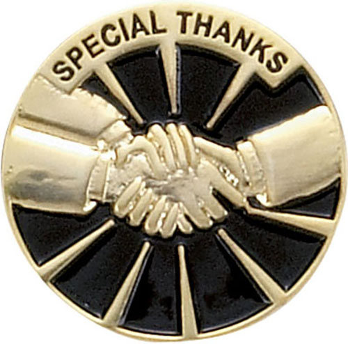 Special Thanks Enameled Round Pin Trophy Depot