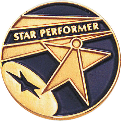 Star Performer Enameled Round Pin