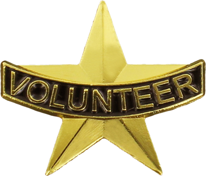 Volunteer Star Shaped Enameled Pin Trophy Depot