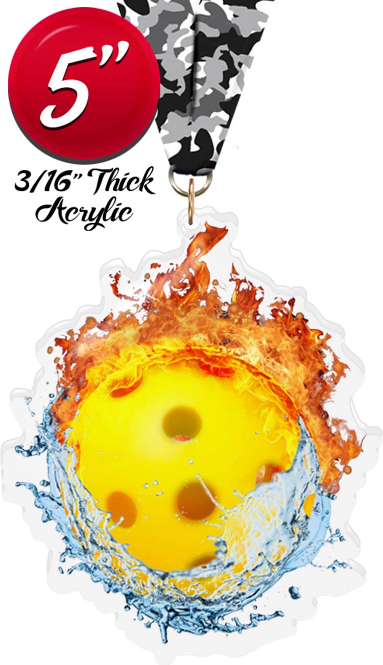 Pickleball Fire & Water Colorix-M Acrylic Medal