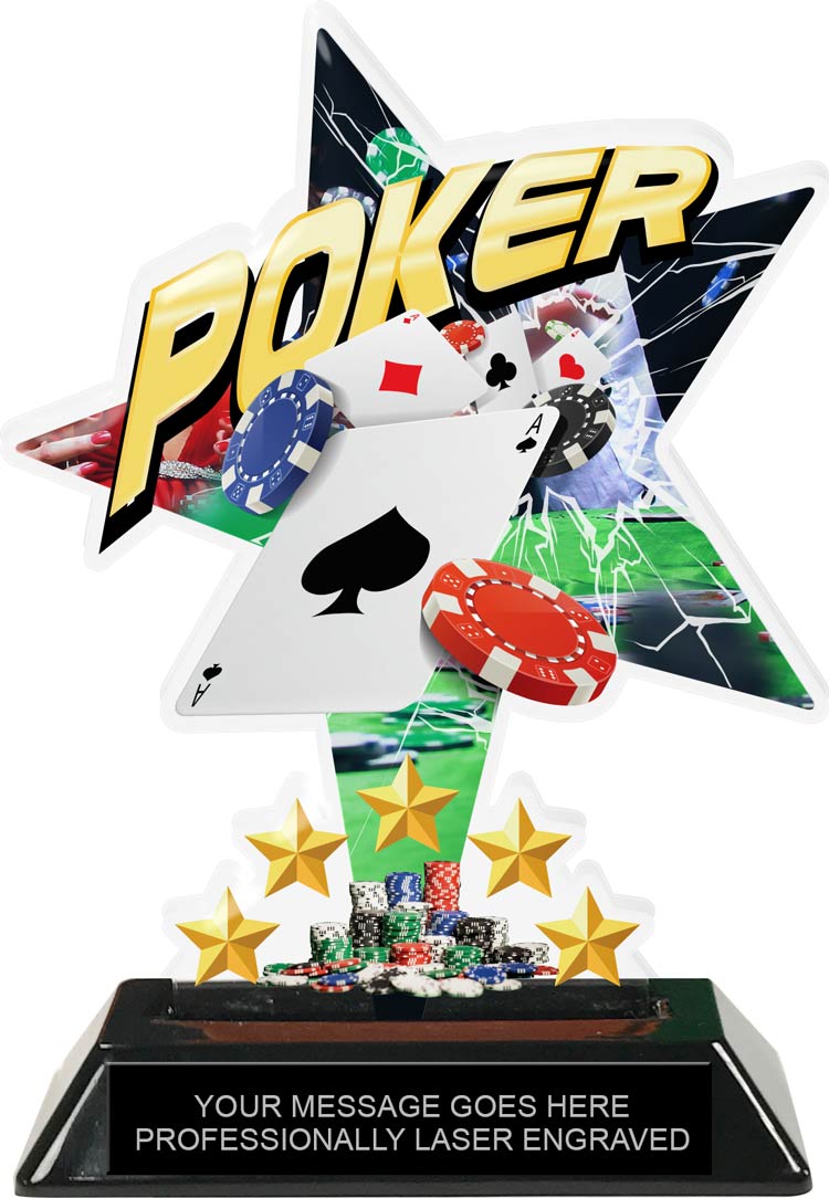 Poker Shattered Star Colorix Acrylic Trophy- 7 inch