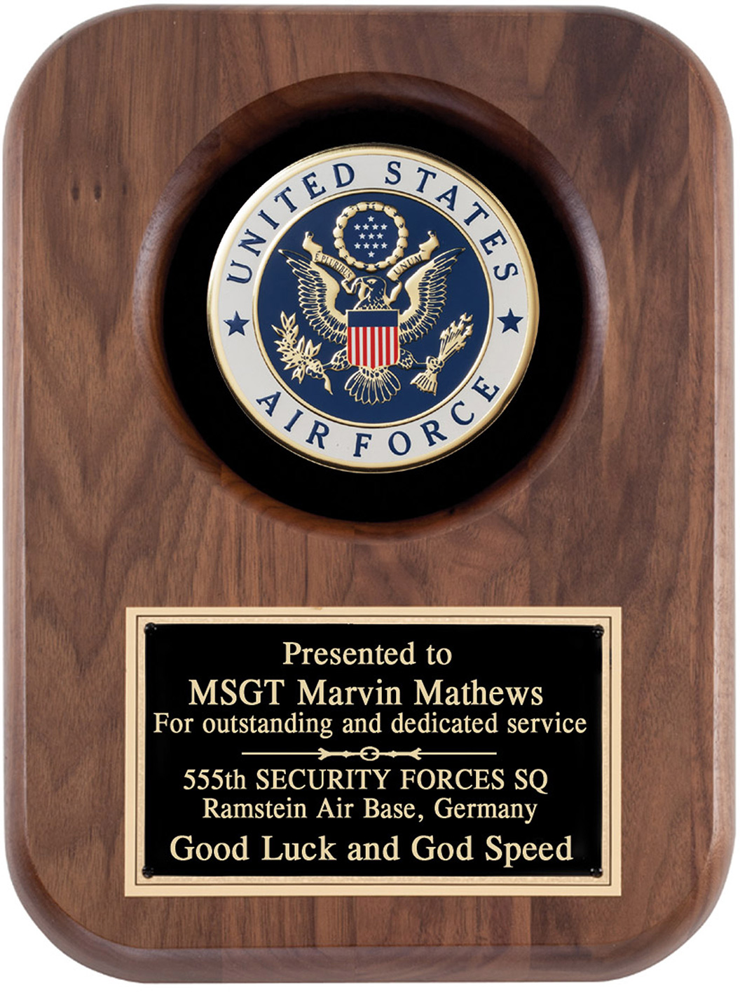 American Tribute Walnut Plaque- Airforce