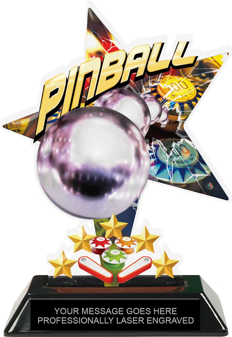 Pinball Shattered Star Colorix Acrylic Trophy- 7 inch