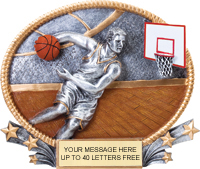 Basketball 3D Full Color Oval Resin Trophy- Male