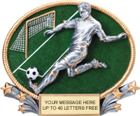 Soccer 3D Full Color Oval Resin Trophy- Male
