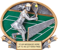 Tennis 3D Full Color Oval Resin Trophy- Female