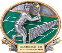 Tennis 3D Full Color Oval Resin Trophy- Male