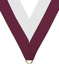 Maroon And White Medal Ribbons with clip Woven in packs of 1,10,50,100 