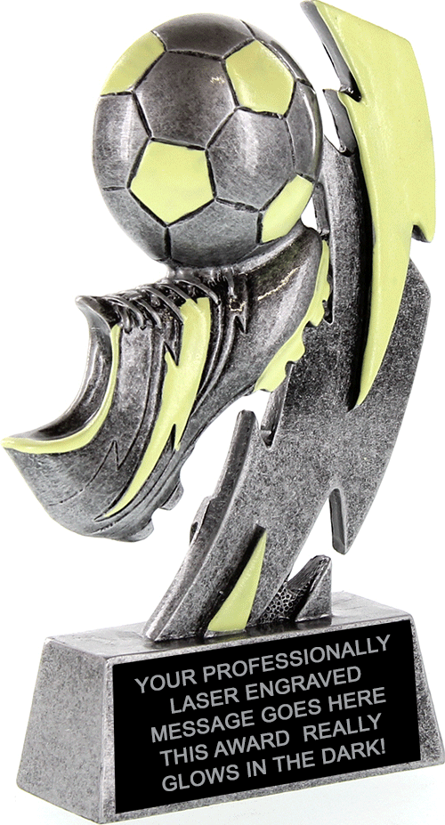 Soccer Glow Lightning Resin Trophy