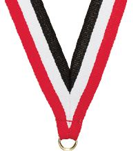 7/8 x 30 in. Red White & Black Neck Ribbon - Trophy Depot