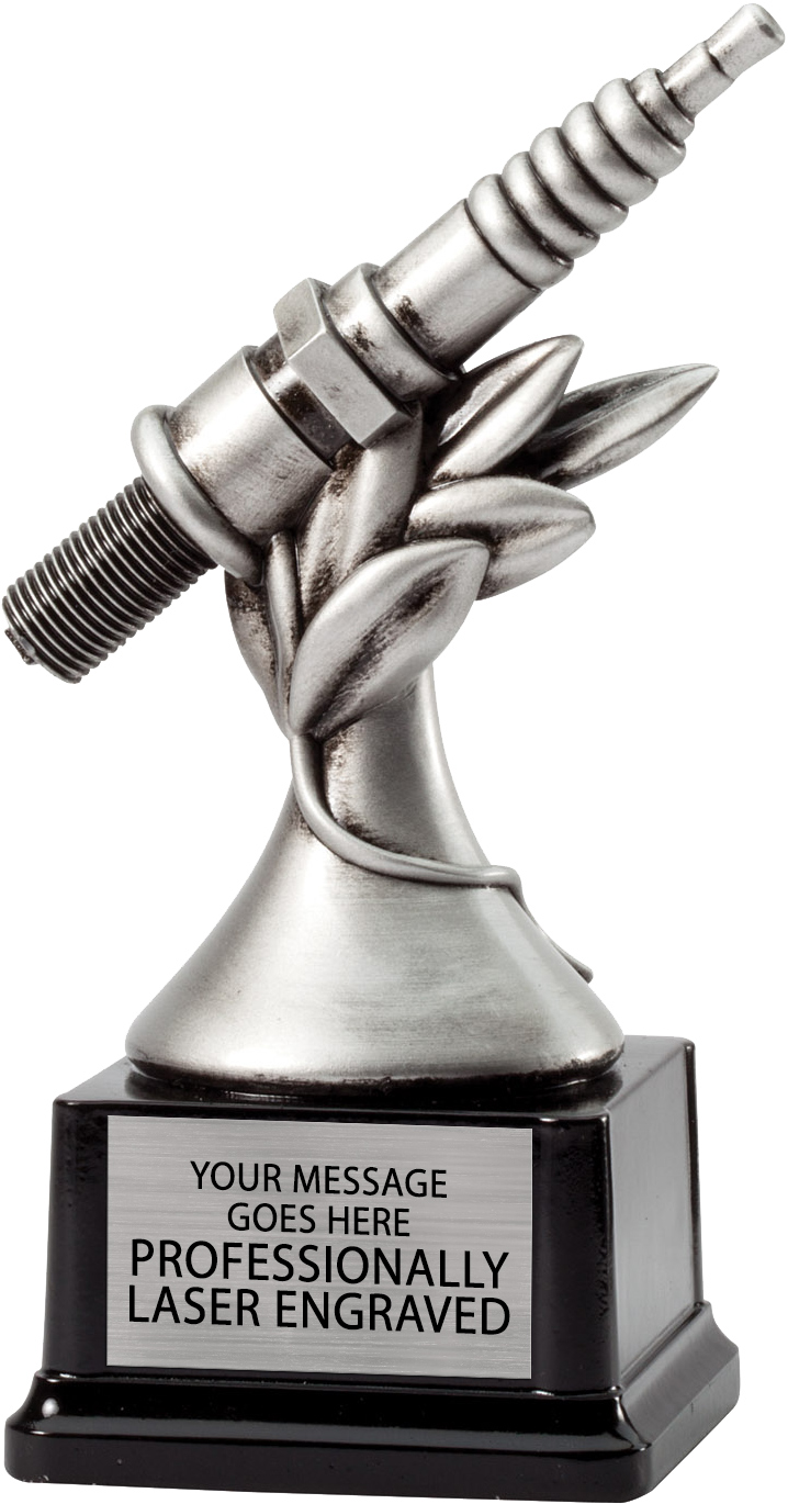 Spark Plug Resin Trophy on Monument Base - 8 inch