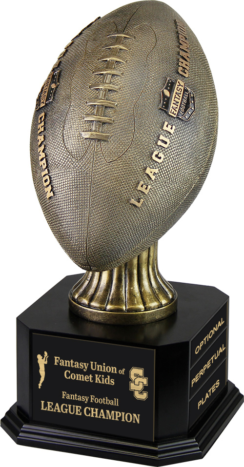 Full Size Fantasy Football Trophy on Wood Base