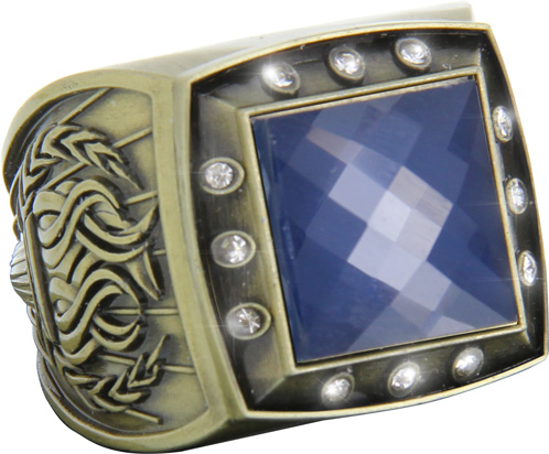 Championship Ring with Blue Center Stone- Gold