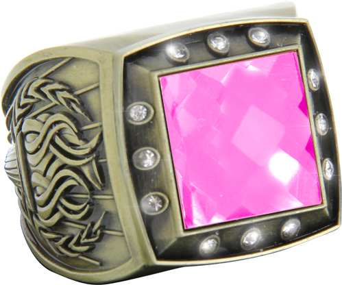 Championship Ring with Pink Center Stone- Gold