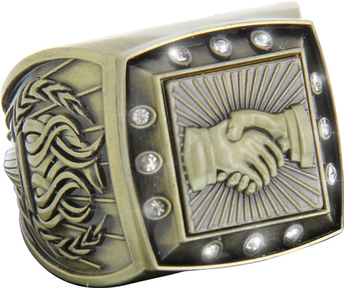 Championship Ring with Activity Insert- Handshake Gold