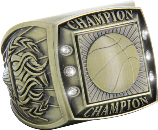 Championship Ring with Activity Insert- Basketball Gold