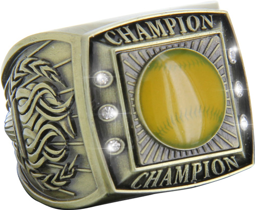 Championship Ring with Activity Insert- Softball Gold