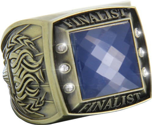 Finalist Championship Ring with Blue Center Stone- Gold