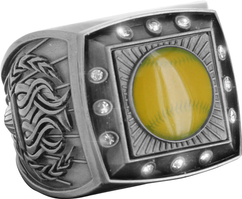 Championship Ring with Activity Insert- Softball Silver