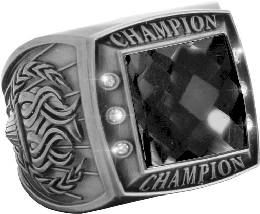 Championship Ring with Black Center Stone- Silver