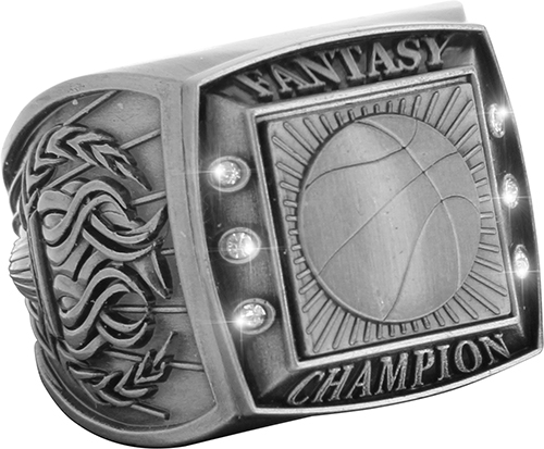 Fantasy Champion Ring with Activity Insert- Basketball Silver