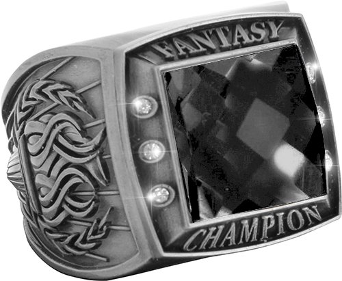 Fantasy Championship Ring with Black Center Stone- Silver