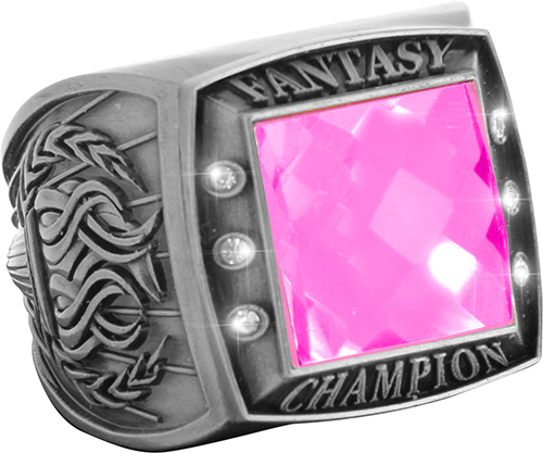 Fantasy Championship Ring with Pink Center Stone- Silver