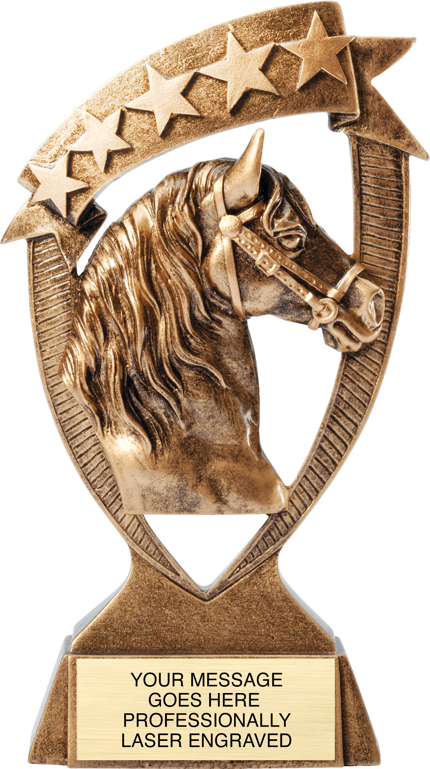 Horse Banner Resin Trophy - 7 inch