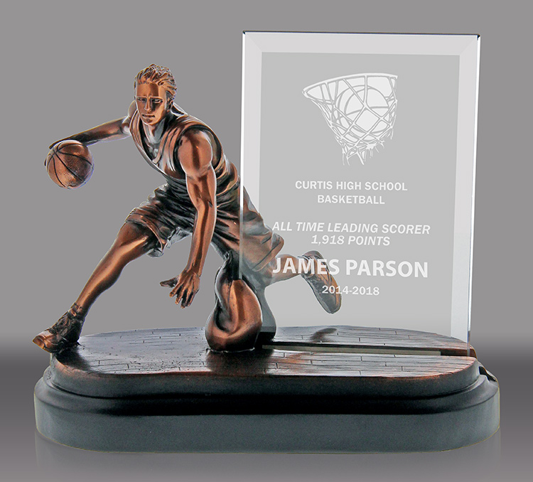 Basketball Resin with Engravable Jade Crystal