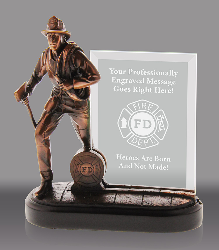 Firefighter Resin with Engravable Jade Crystal