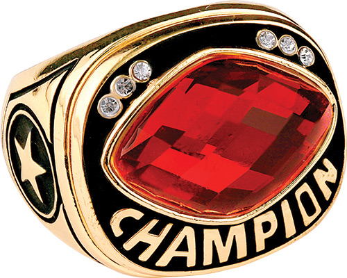 Red Cut Glass Champion Ring- Gold