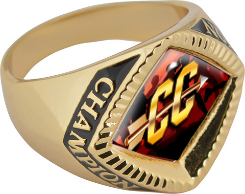 Cross Country Chevron Champion Domed Insert Ring- Gold