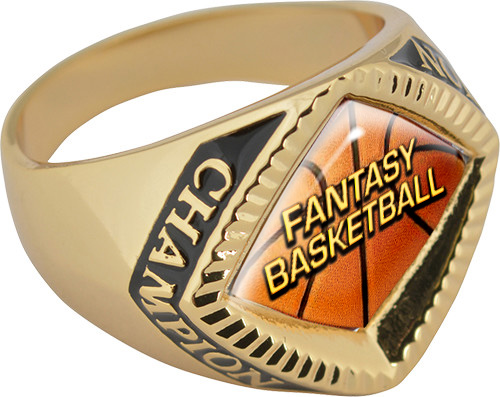 Fantasy Basketball Chevron Champion Domed Insert Ring- Gold