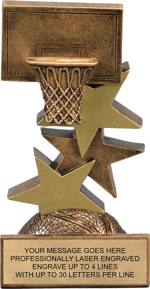 Basketball Triple Star Resin Trophy