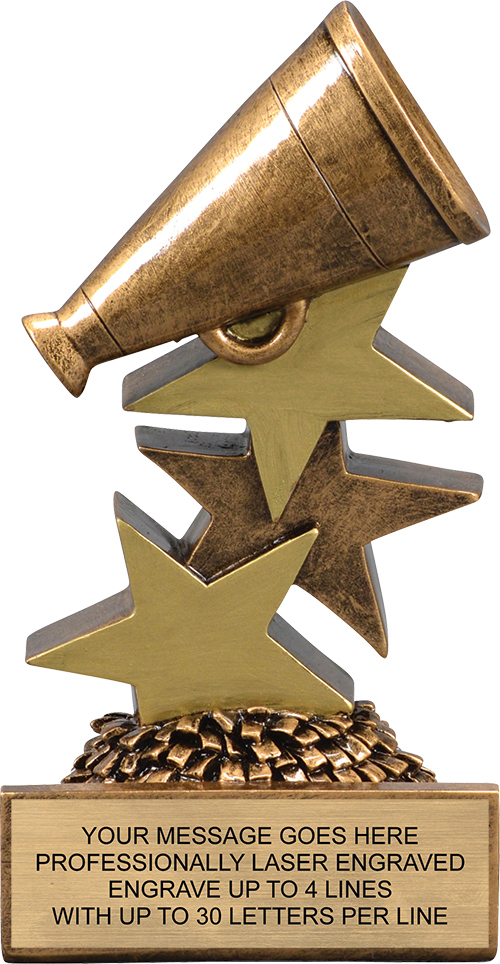 Trophy Tri Star in 3 Sizes with Free Engraving up to 30 Letters 