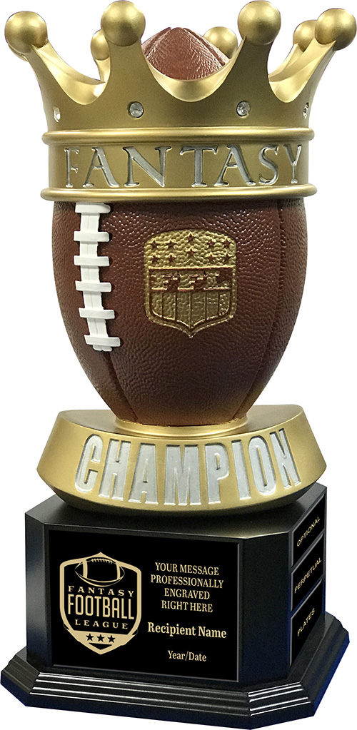 Crown of Champions Fantasy Football Trophy on Monument Base