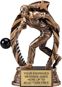 Bowling Female Star Flame Resin Trophy