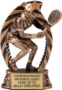 Tennis Female Star Flame Resin Trophy - 7.5 inch